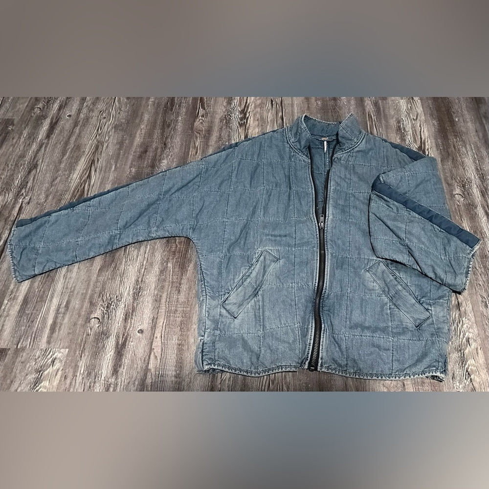 Free People Dolman Quilted Oversized Denim Jacket